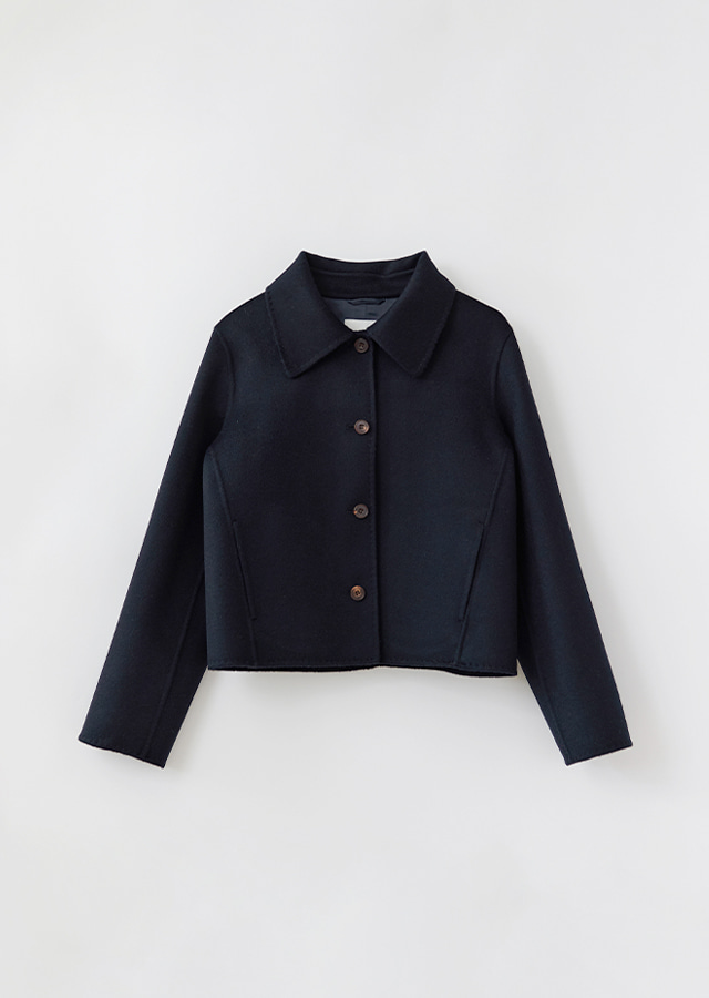 handmade wool crop jacket-navy