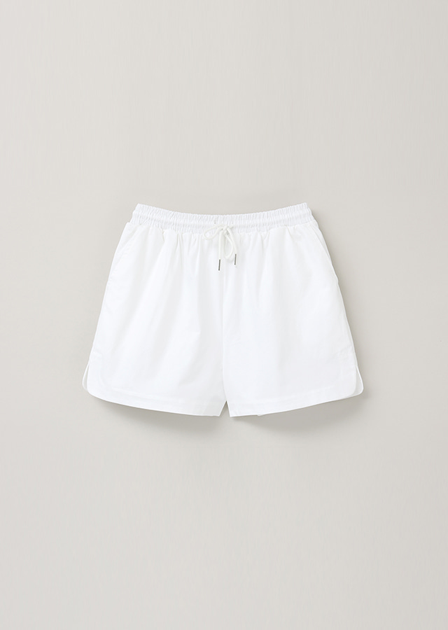 [15%] half cotton banding pants-white