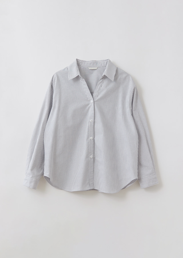 V-neck combed yarn shirt-gray