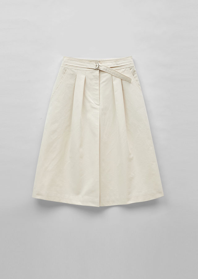 A-line belted cotton SK-cream