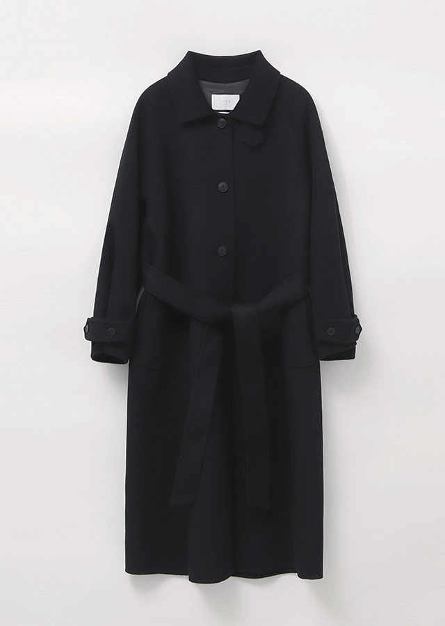handmade wool trench coat-black