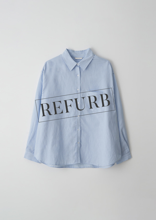 [REFURB] linen bamboo blended wrap shirt-sky blue