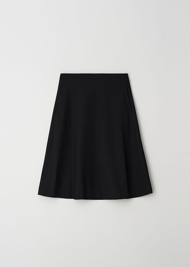 midi flared skirt-black