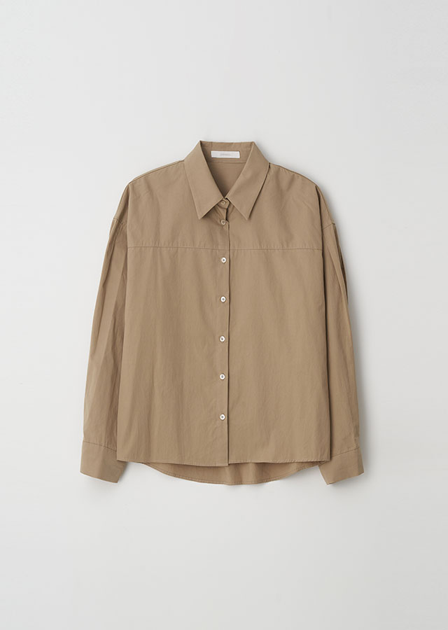 [20%] overfit shirring shirt-beige