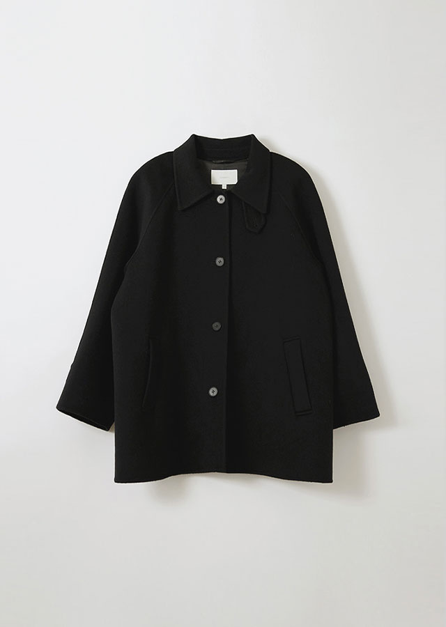 [15%] handmade wool half coat-black