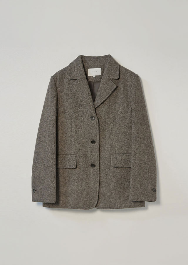 wool blended classic jacket-brown