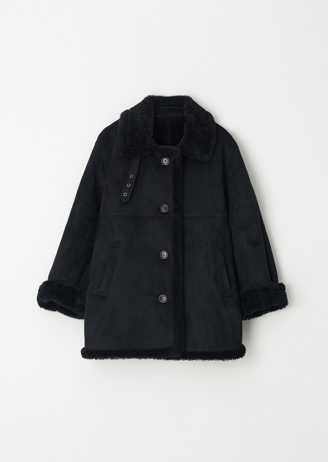 [15%] suede mustang coat-black