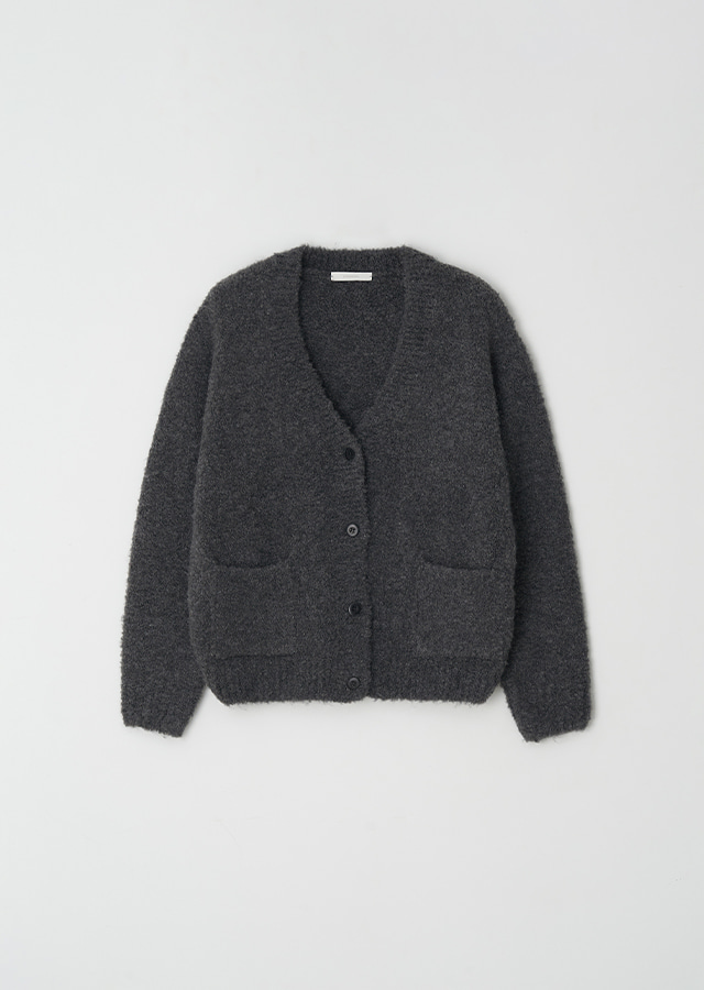 boucle knit cardigan-charcoal